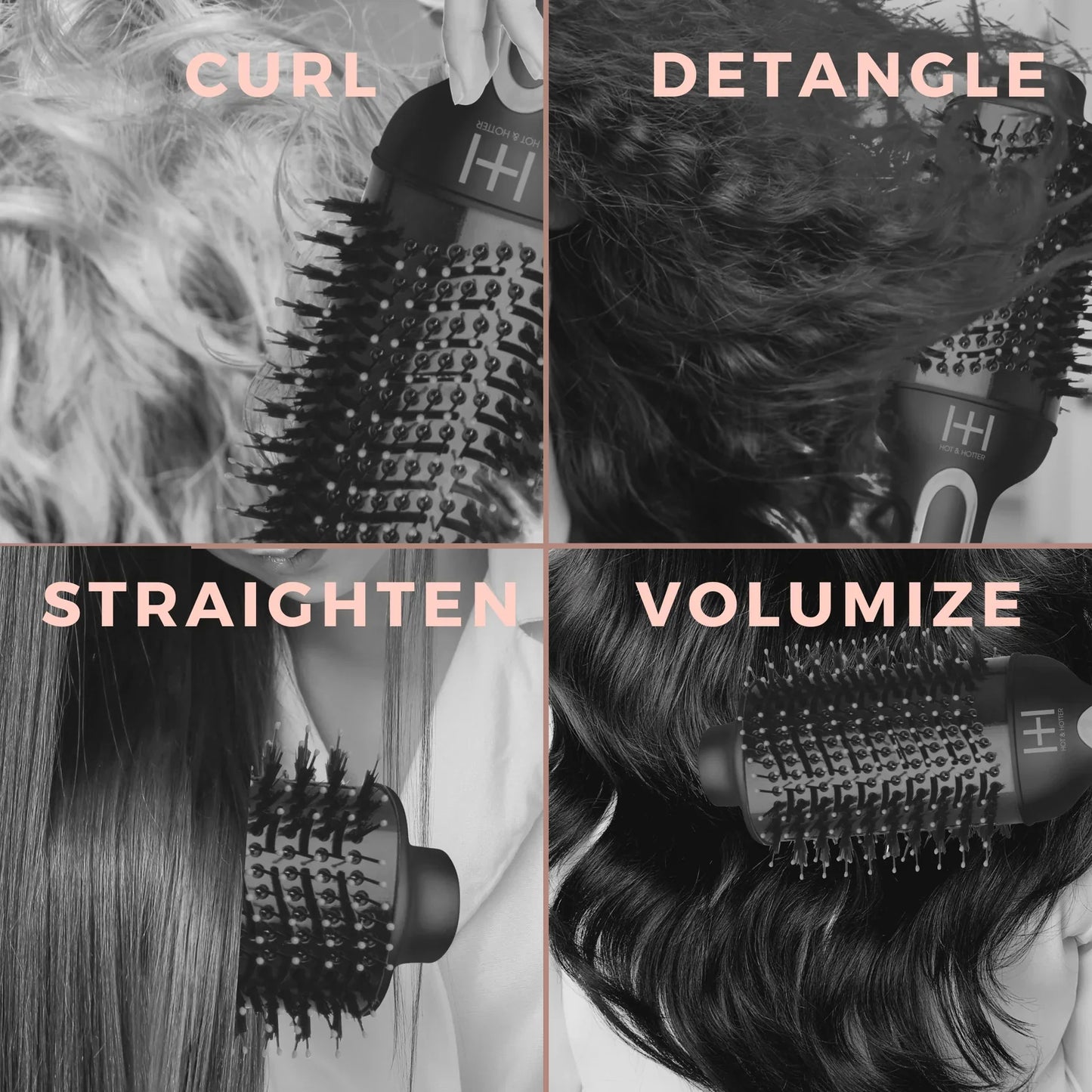 Hot & Hotter One-Step Ceramic Hair Styler & Dryer, 1 Count Hot Air Brush, Black