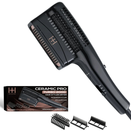 Hot & Hotter Ceramic Pro Turbo Hair Styler Dryer, 1 Count Hatchet Hair Dryer, Black