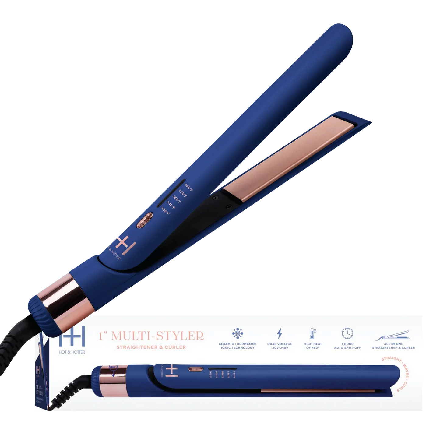 Hot & Hotter Multi-Styler 1in, 1 Count Hair Straightener & Curling Iron, Blue