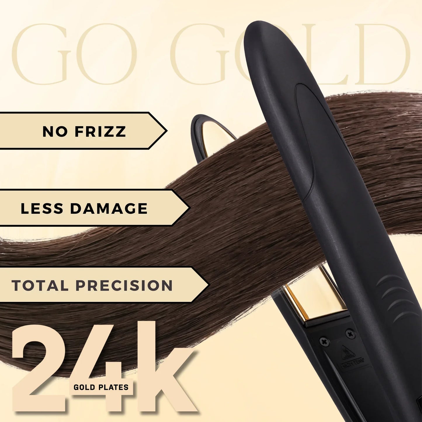 Hot & Hotter Digital Nano Titanium Flat Iron with Gold Plates 1in, 1 Count Hair Straightener, Black