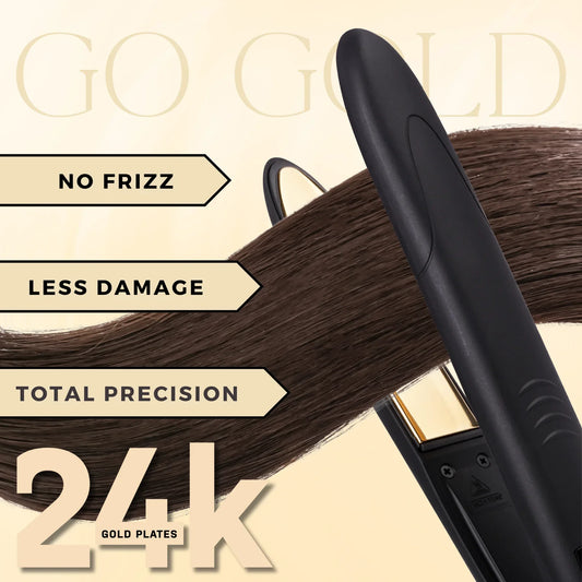 Hot & Hotter Digital Nano Titanium Flat Iron with Gold Plates 1in, 1 Count Hair Straightener, Black