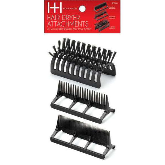 Hot & Hotter Hair Dryer Attachment 3 Pack, 3 Count Dryer Comb Attachments, Black