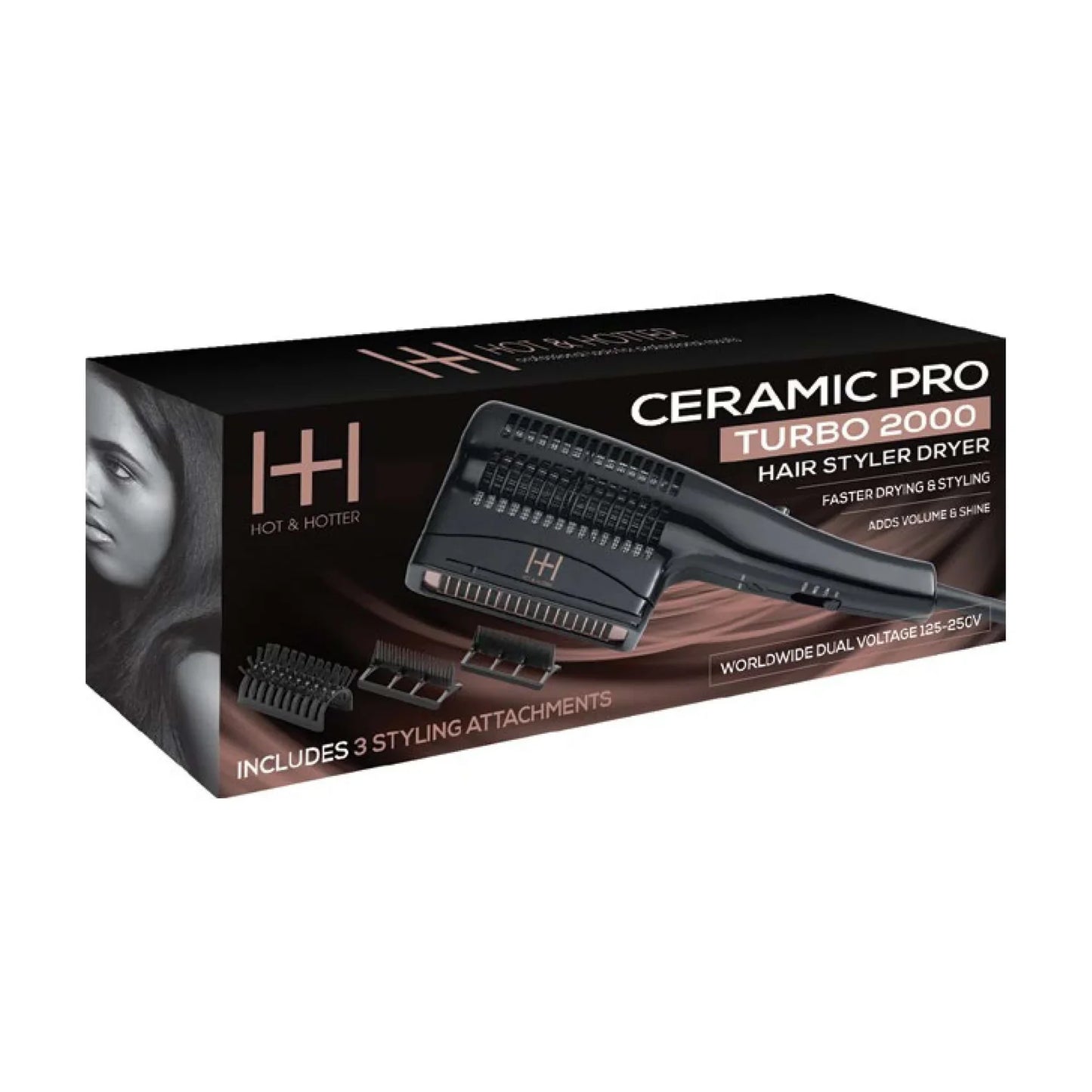 Hot & Hotter Ceramic Pro Turbo Hair Styler Dryer, 1 Count Hatchet Hair Dryer, Black
