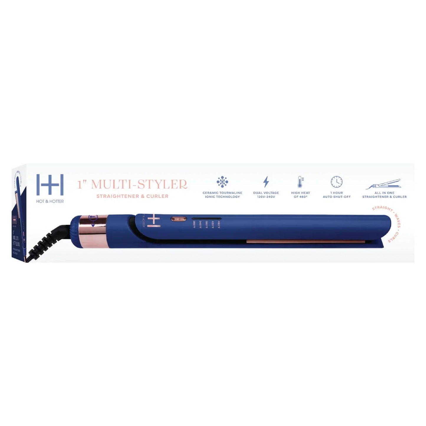 Hot & Hotter Multi-Styler 1in, 1 Count Hair Straightener & Curling Iron, Blue
